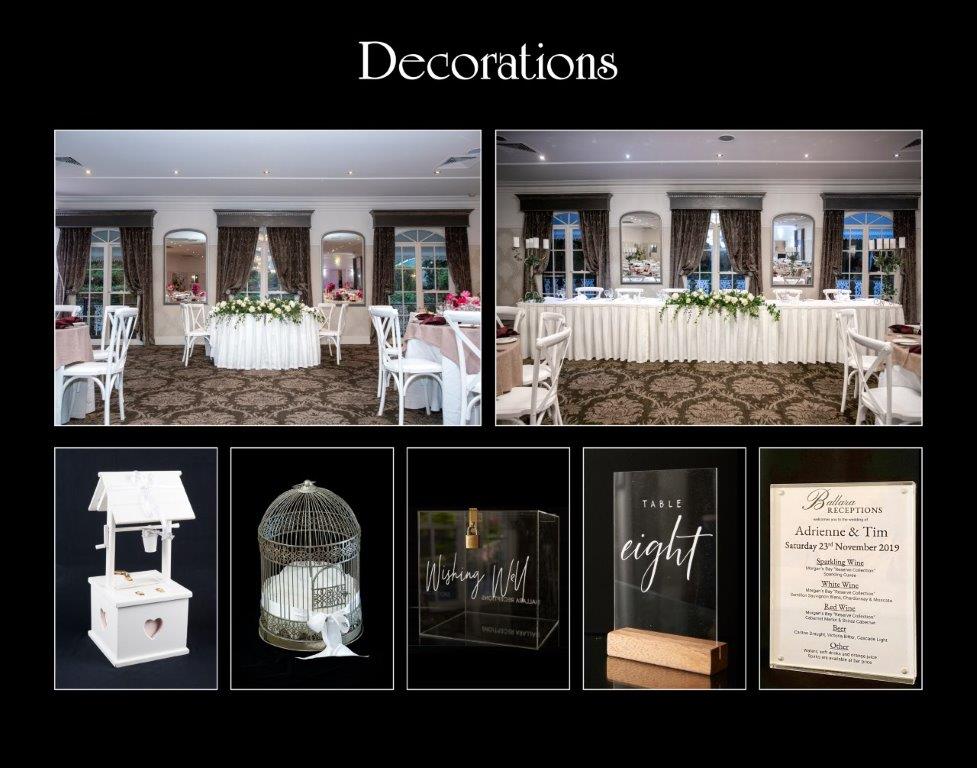Ballara Receptions - Display Book - Decorations