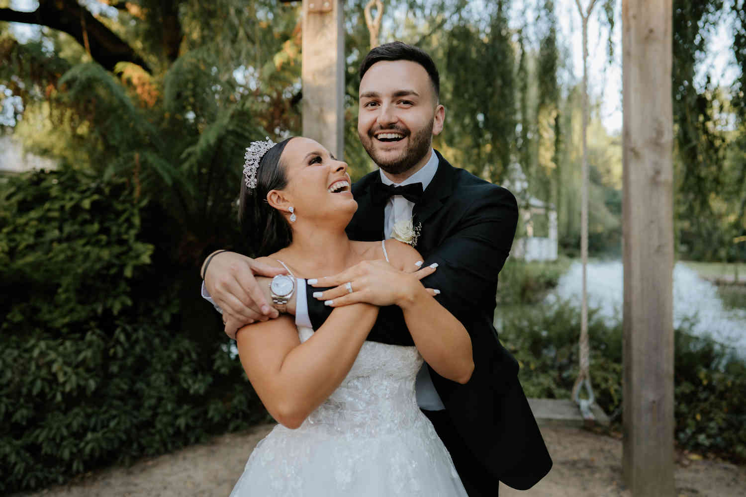 Stylish wedding bride and groom